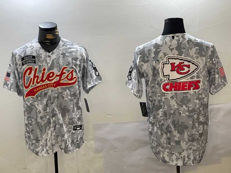 Mens Kansas City Chiefs Team Logo 2024 Arctic Camo Salute to Service Stitched Baseball Jerseys